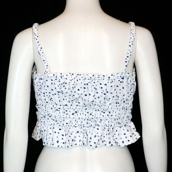 J Crew Cinched-waist Poplin Sleeveless Tank Top Blue Dots BI482 Women's XS - Picture 3 of 4